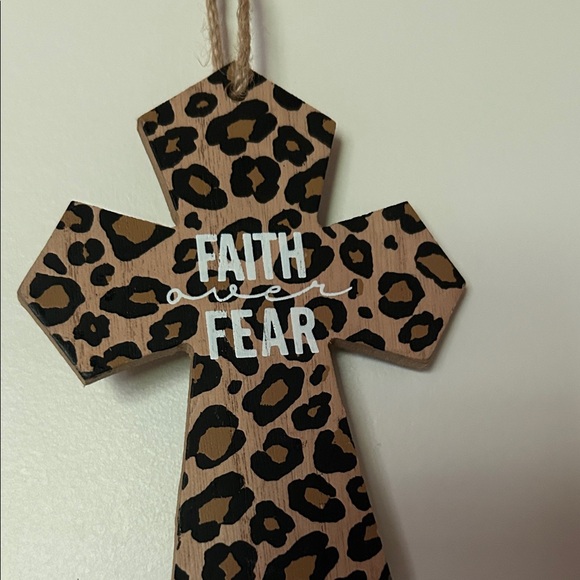 Leopard Print Cross Wall Hanging - Picture 3 of 3